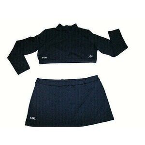 4XL Youth Adult L Cheerleader Uniform 38 Top 38 Skirt Built In Shorts Navy Blue